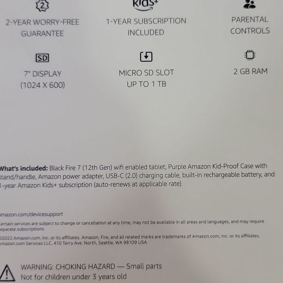 Amazon Fire 7 Kids Tablet. Purple. NWT. Never Opened. - Picture 7 of 8